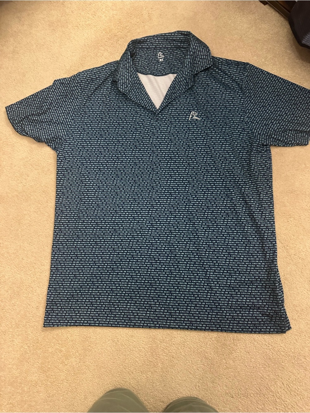 Rhoback Navy Micro-Pattern Golf Polo